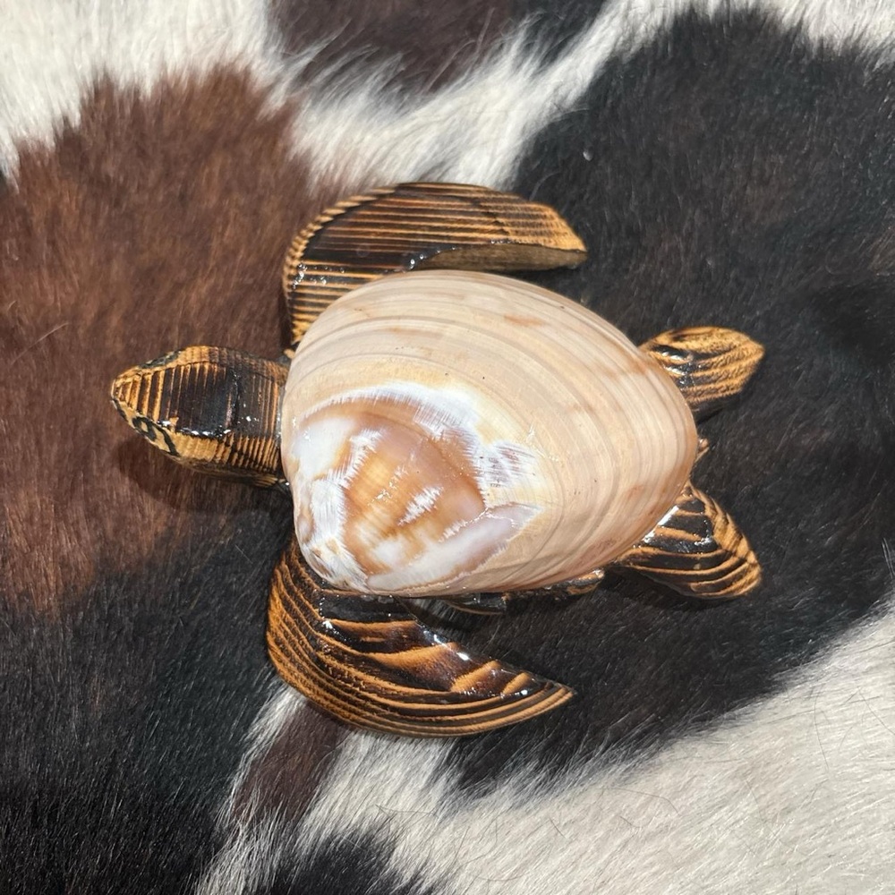 Handcrafted Brown and Cream Turtle Figurine